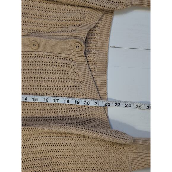 Elie Tahari Women’s V-Neck Button Front Cardigan Sweater Beige L – Long Sleeve K - Picture 10 of 13